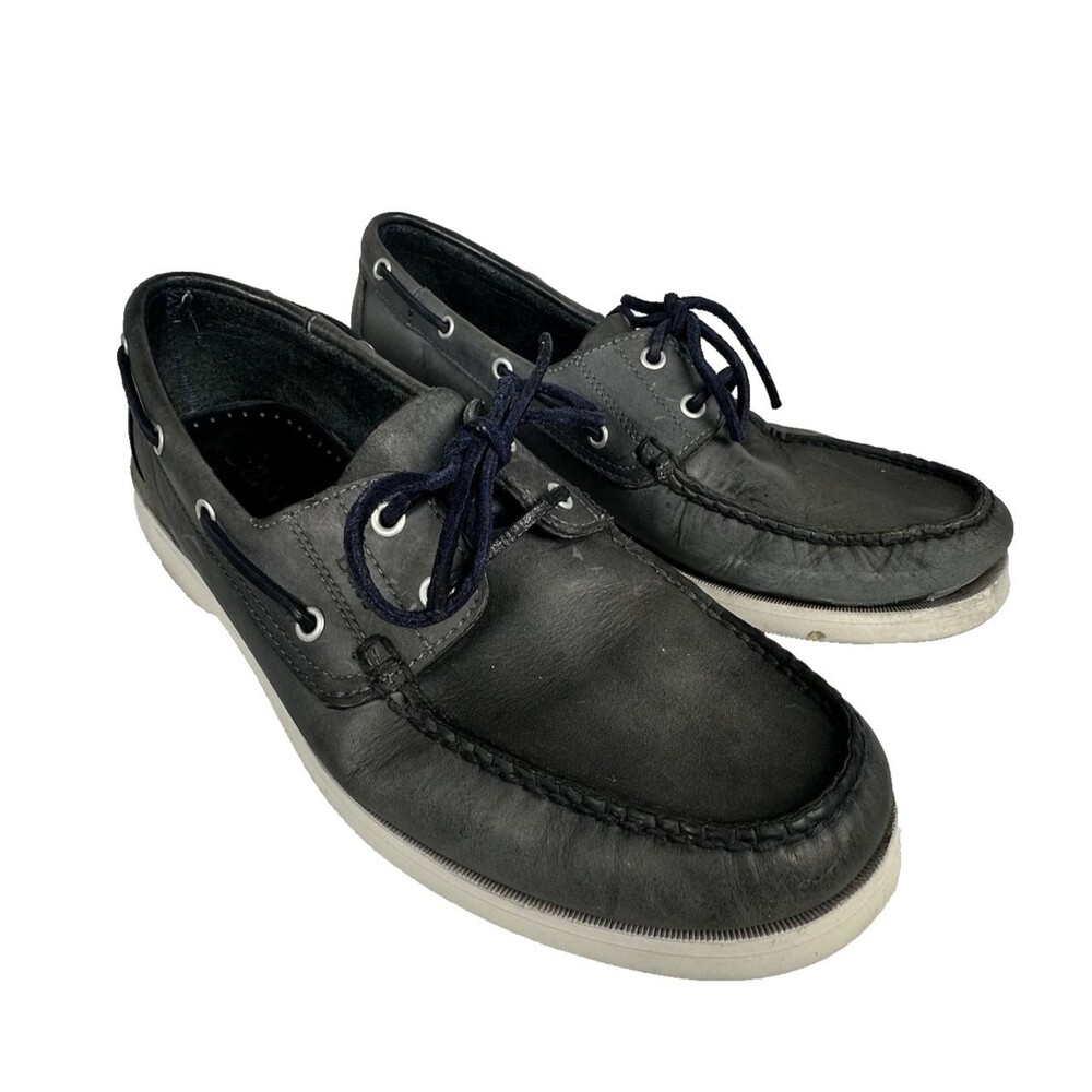 Vintage 2004 G.H. Bass Seafarer 9.5M Gray Leather Boat Shoes 1617-400